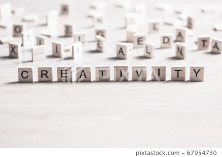 wooden elements with word creativity wooden elements with word creativity 67954730