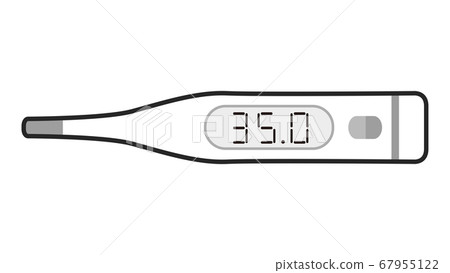 Illustration of a thermometer 35.0°C hypothermia black and white monotone 67955122