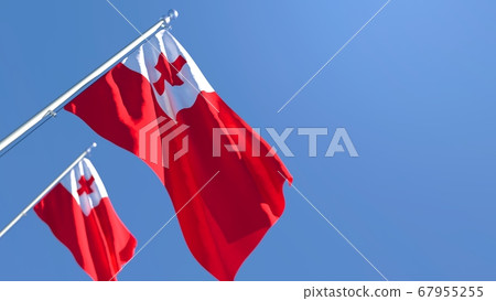 3D rendering of the national flag of Tonga waving in the wind 3D rendering of the national flag of Tonga waving in the wind 67955255