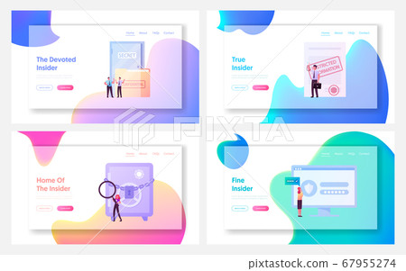 Insider Landing Page Template Set. Characters Restricted Access. Tiny People at Huge Pc Monitor with Password, Secret Insider Landing Page Template Set. Characters Restricted Access. Tiny People at Huge Pc Monitor with Password, Secret 67955274