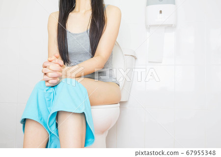 young asian woman wore gray undershirt and blue 67955348