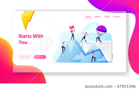 Characters New Heights, Team Work Landing Page Template. Business People Climbing on Mountain Peak, Walking on Rope Characters New Heights, Team Work Landing Page Template. Business People Climbing on Mountain Peak, Walking on Rope 67955396