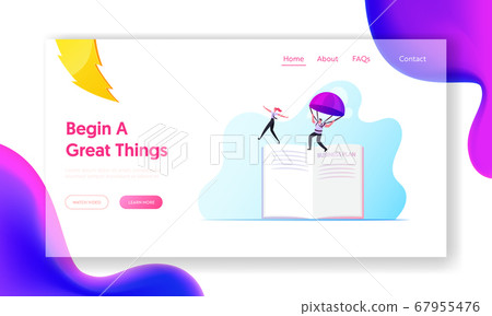 New Career Heights Landing Page Template. Businessman Landing with Parachute. Woman Stand of Edge of Business Plan New Career Heights Landing Page Template. Businessman Landing with Parachute. Woman Stand of Edge of Business Plan 67955476