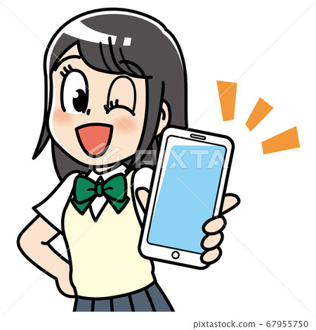 High school girl showing a smartphone 67955750