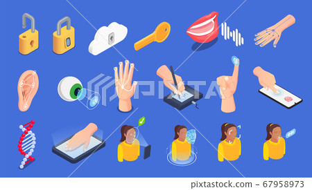 Biometric Authentication Isometric Set 67958973
