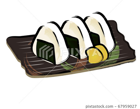 海藻飯糰飯糰的模擬觸摸畫筆手繪插圖 67959027