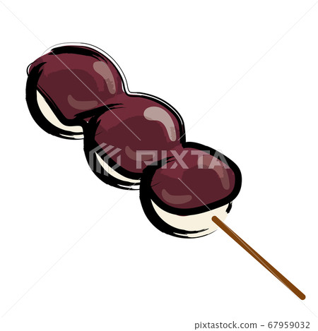 串燒餃子的模擬觸摸筆刷手繪插圖 67959032