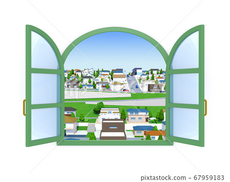 Window town scenery view ventilation residential area 67959183