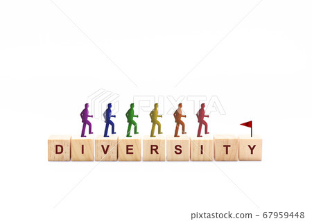 Word DIVERSITY in dice and with figures of people 67959448