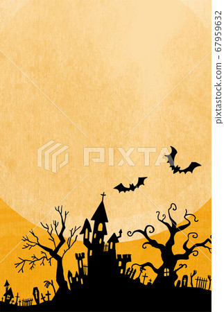 Halloween landscape illustration postcard size 67959632