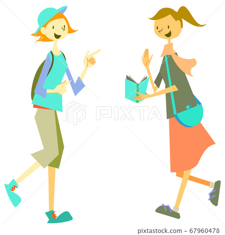 兩個女人在目的地享受散步 67960478