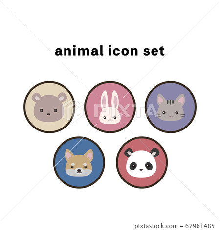 Set of 5 cute icons of animals [Circle] - Stock Illustration [67961485 ...