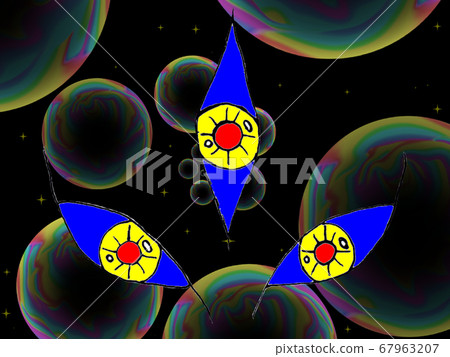Eyes in a soap bubble flying down from the sky Eyes in a soap bubble flying down from the sky 67963207
