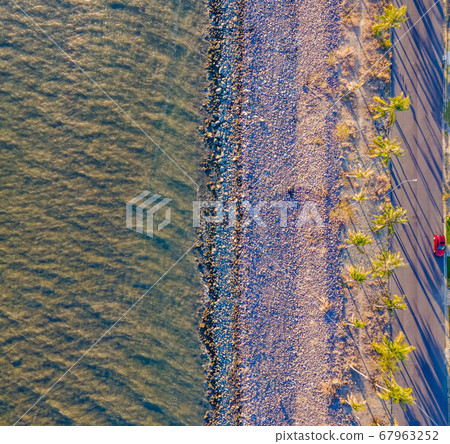 Aerial view of sea waves and fantastic Rocky coast 67963252