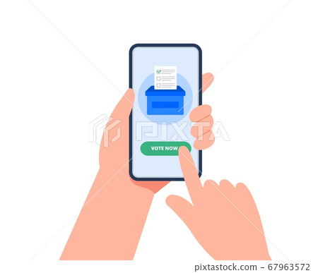 E-voting concept with a smartphone. E-voting concept with a smartphone. 67963572
