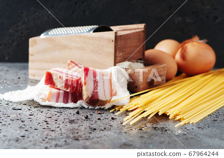 Ingredients for making pasta carbonara Ingredients for making pasta carbonara 67964244