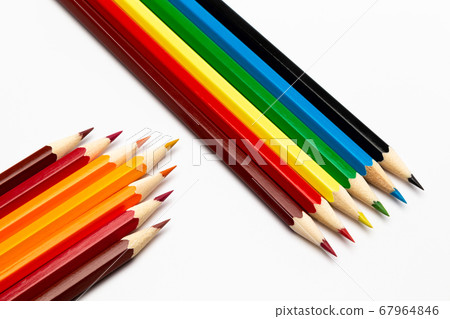 Colorful wooden pencils on a white background 67964846