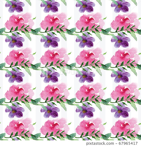 Hand-painted Watercolor pattern of a branch with flowers pink Magnolia flower spring card Hand-painted Watercolor pattern of a branch with flowers pink Magnolia flower spring card 67965417
