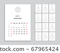 Calendar 2021 template planner vector diary in a minimalist style 67965424
