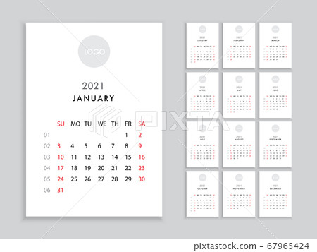 Calendar 2021 template planner vector diary in a minimalist style 67965424