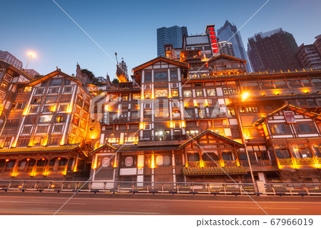 Chongqing, China at Hongyadong at Twilight Chongqing, China at Hongyadong at Twilight 67966019