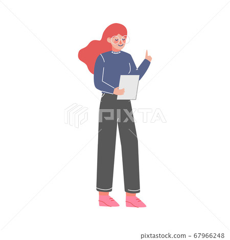 Female Office Manager Business Character Standing with Paper Document, Office Worker Employee Vector Illustration 67966248