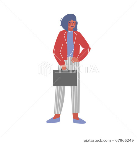 Female Office Manager Business Character Standing with Briefcase, Office Worker Employee Vector Illustration Female Office Manager Business Character Standing with Briefcase, Office Worker Employee Vector Illustration 67966249