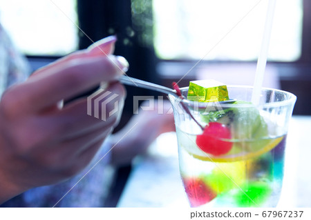Cute jelly punch at a coffee shop 67967237