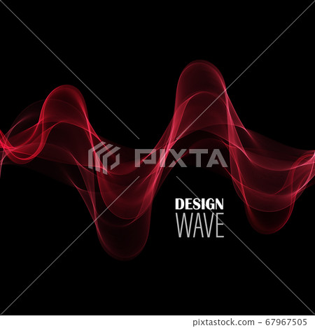 Abstract dark background, horizontal red smooth stylish wave. Design element eps10 67967505