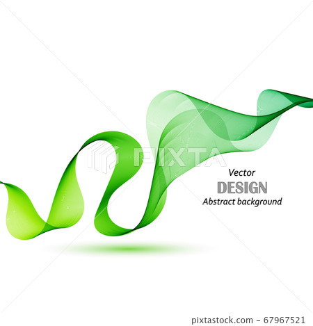 Green Design Element Gradient Wave Line Isolated on White Background. Abstract Transparent Smooth Wavy Horizontal Curved Line. 67967521