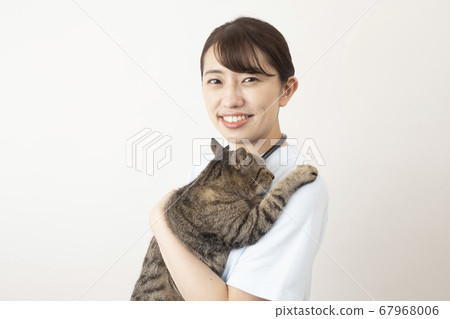 Female veterinarian holding a cat 67968006