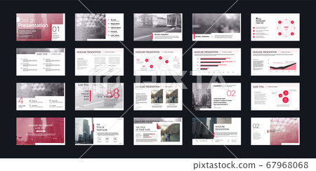 Geometric Red Presentation Element Templates. Vector infographics. For use in Presentation, Flyer and Leaflet, SEO, Marketing, Webinar Landing Page Template, Website Design, Banner.