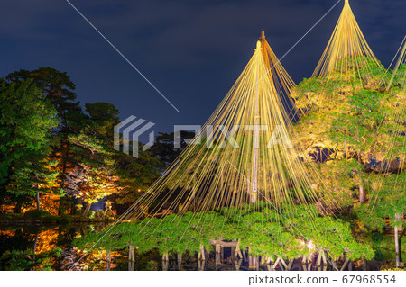 Kenrokuen Garden in autumn, illuminated by snow hanging [Ishikawa Prefecture] 67968554