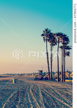 Sunset in Newport Beach in vintage tone 67968771