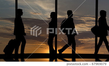 The business people walking in the hall with a beautiful sky view The business people walking in the hall with a beautiful sky view 67969079