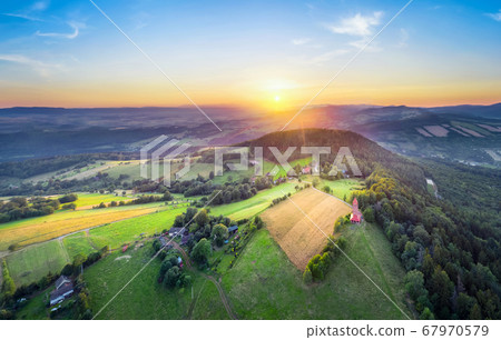 Aerial view of St. Anne's Mountain in Nowa Ruda Aerial view of St. Anne's Mountain in Nowa Ruda 67970579