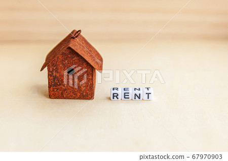 Miniature toy model house with inscription RENT Miniature toy model house with inscription RENT 67970903