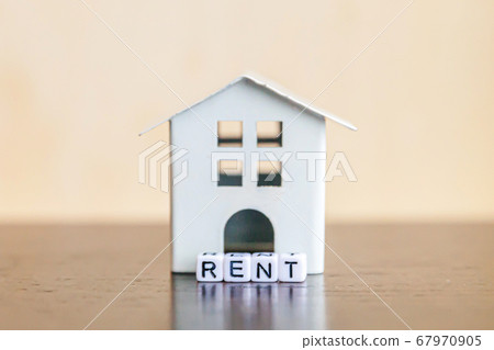 Miniature toy model house with inscription RENT Miniature toy model house with inscription RENT 67970905