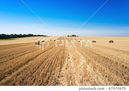 aerial view Round Bales at the field aerial view Round Bales at the field 67970970