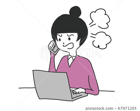 對遠程辦公生氣的單色女人 對遠程辦公生氣的單色女人 67971205