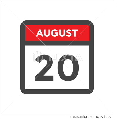 August 20 calendar icon with day of month August 20 calendar icon with day of month 67971209