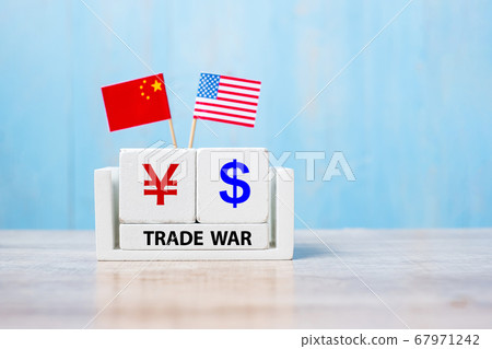 China and USA trade war concept. Chinese yuan and China and USA trade war concept. Chinese yuan and 67971242
