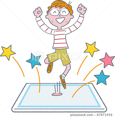 一個活潑男孩的在線課堂，家庭學習，插圖集 67971459