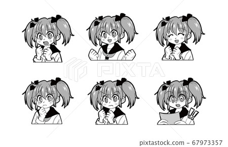 Cartoon girl in sailor suit with twin tails 67973357