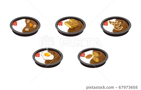 A set of 5 Japanese curry lunch boxes to take home A set of 5 Japanese curry lunch boxes to take home 67973608
