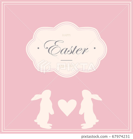 Easter cards with rabbit bunny silhouettes in soft pastel colors. Retro background. 67974231