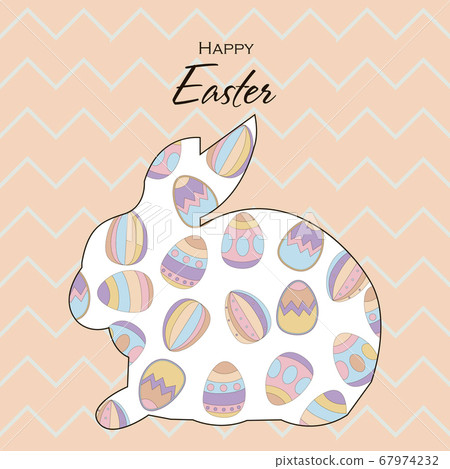 Easter cards with rabbit bunny silhouettes in soft pastel colors. Retro background. Easter cards with rabbit bunny silhouettes in soft pastel colors. Retro background. 67974232