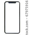 Bezelless smartphone without in-camera with transparent screen and background 67975916