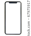Smartphone without side button and front camera with transparent screen and background 67975917
