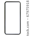 Bezelless smartphone without in-camera with transparent screen and background 67975918